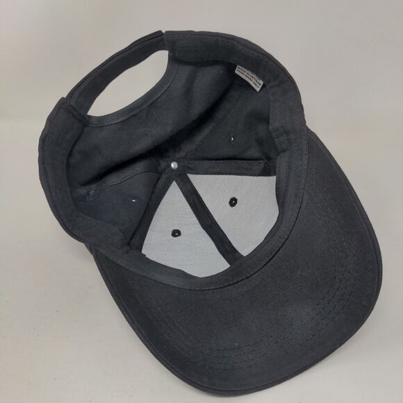 GE Strapback Hat Black One Size Embroidered Logo Adjustable 6 Panel - Picture 6 of 7